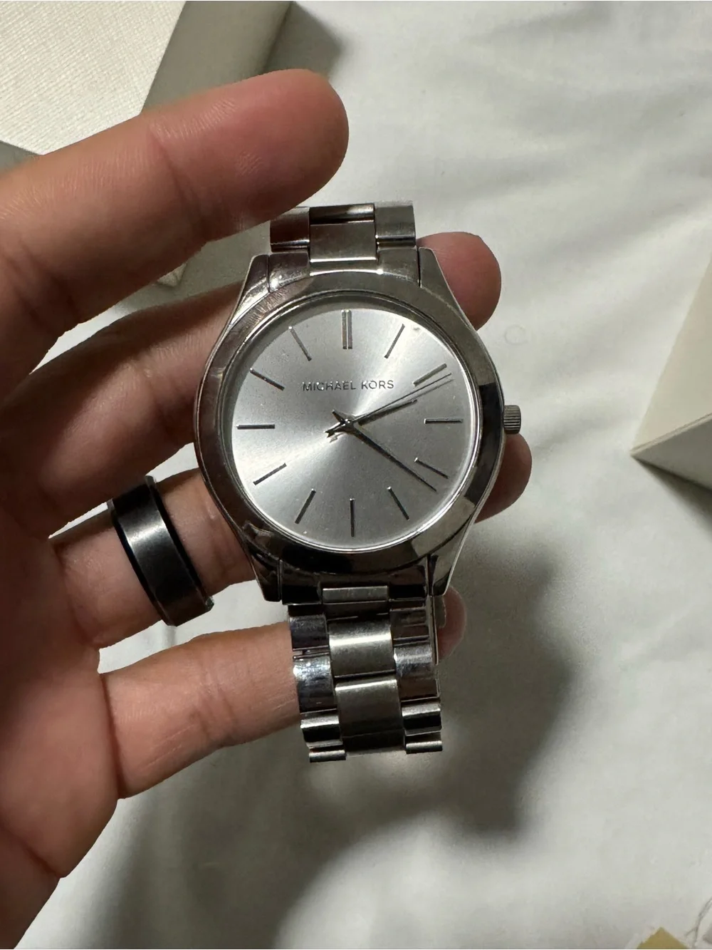 Michael Kors Men's Silver-Tone Stainless Steel Bracelet Watch